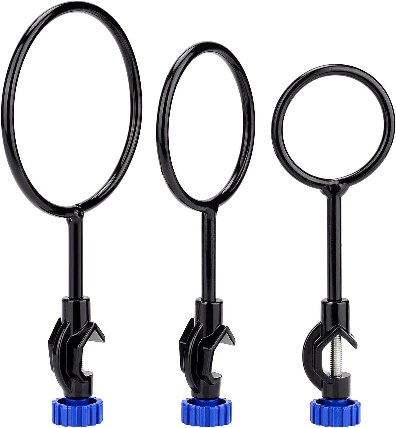 Labasics Support Retort Ring Set, 3 Pieces Iron Lab Support Ring with Boss Head in Diameter 60mm 80mm 100mm for Laboratory Experiment, Sturdy Corrosion Resistant