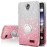 ZTE Prestige 2 Case,ZTE Maven 3/ Maven 2/ Prelude Plus/Overture 3/ ZFive 2/ Sonata 3/ Avid Trio/Avid Plus Case,Silverback Bling Glitter Case with Stand, 3 Layers Cover for ZTE N9136 -Pink