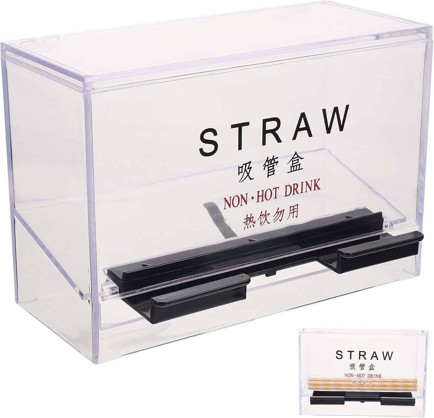 LUOZZY Clear Straw Dispenser Bulk Acrylic Drinking Straw Box Straw Storage Case (Clear)