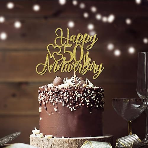 Miniatura 3 de Decoración para tartas de 50 aniversario, decoración de fiesta de 50 aniversario, 50 cumpleaños, aniversario de boda, suministros de decoración de