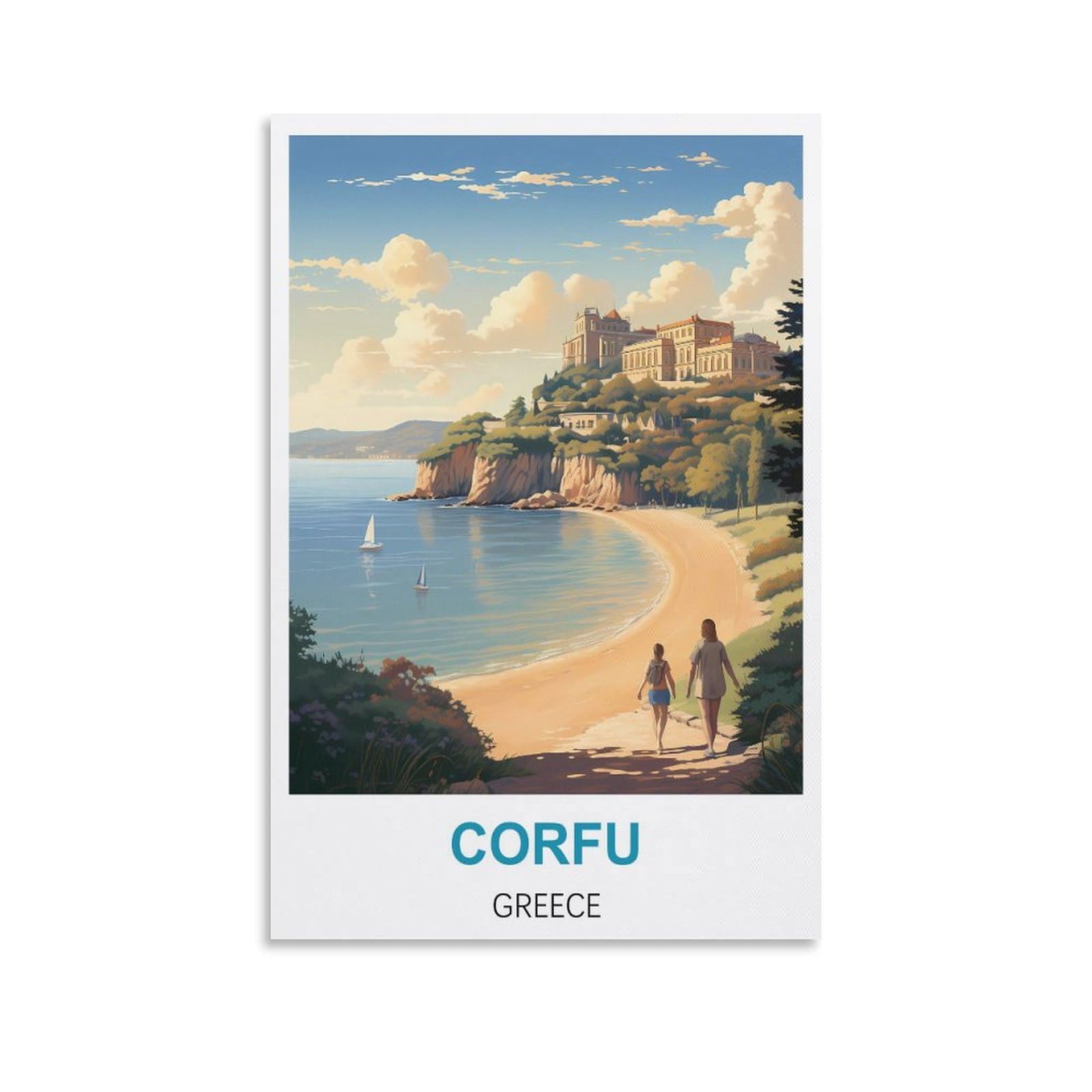 Vintage Metal Tin Signs,Corfu Greece Wall Art Vintage Decor for Man Cave Garages Home Bedroom Retro Decor 30x30cm
