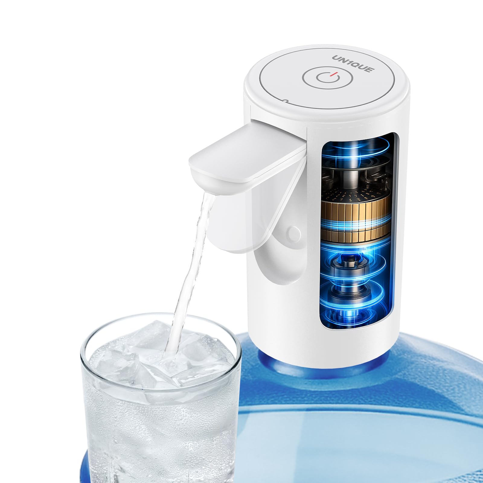 UN1QUE Water Dispenser Pump for 20 Litre Bottle, Foldable Water Dispenser for Home, Type-C Rechargeable Water Pump with 1.35L/Min Fast Flow, Wireless Water Can Dispenser Home Office Outdoor-image-7