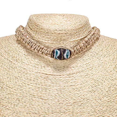 BlueRica Large Hemp Choker Necklace with Clay Bead2