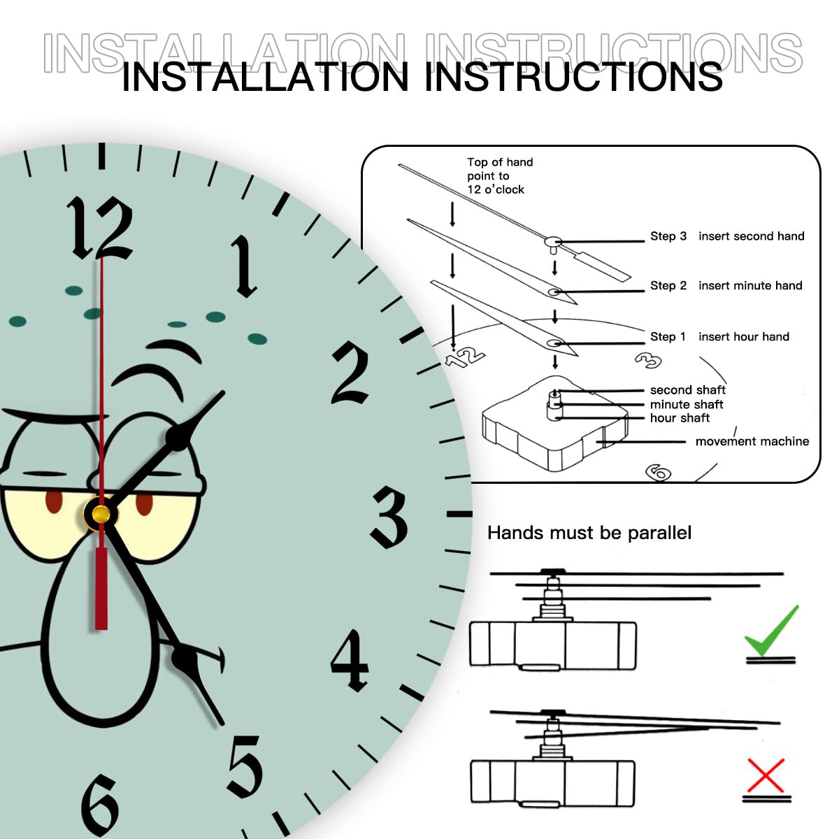 Amazon.co.jp: 掛け時計 スポンジ ボブ イカルド フェイス 置き時計