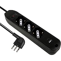 Electraline 61992 Multipresa 3 Posti P40 Polivalenti + 2 USB (1 Tipo A + 1 Tipo C)