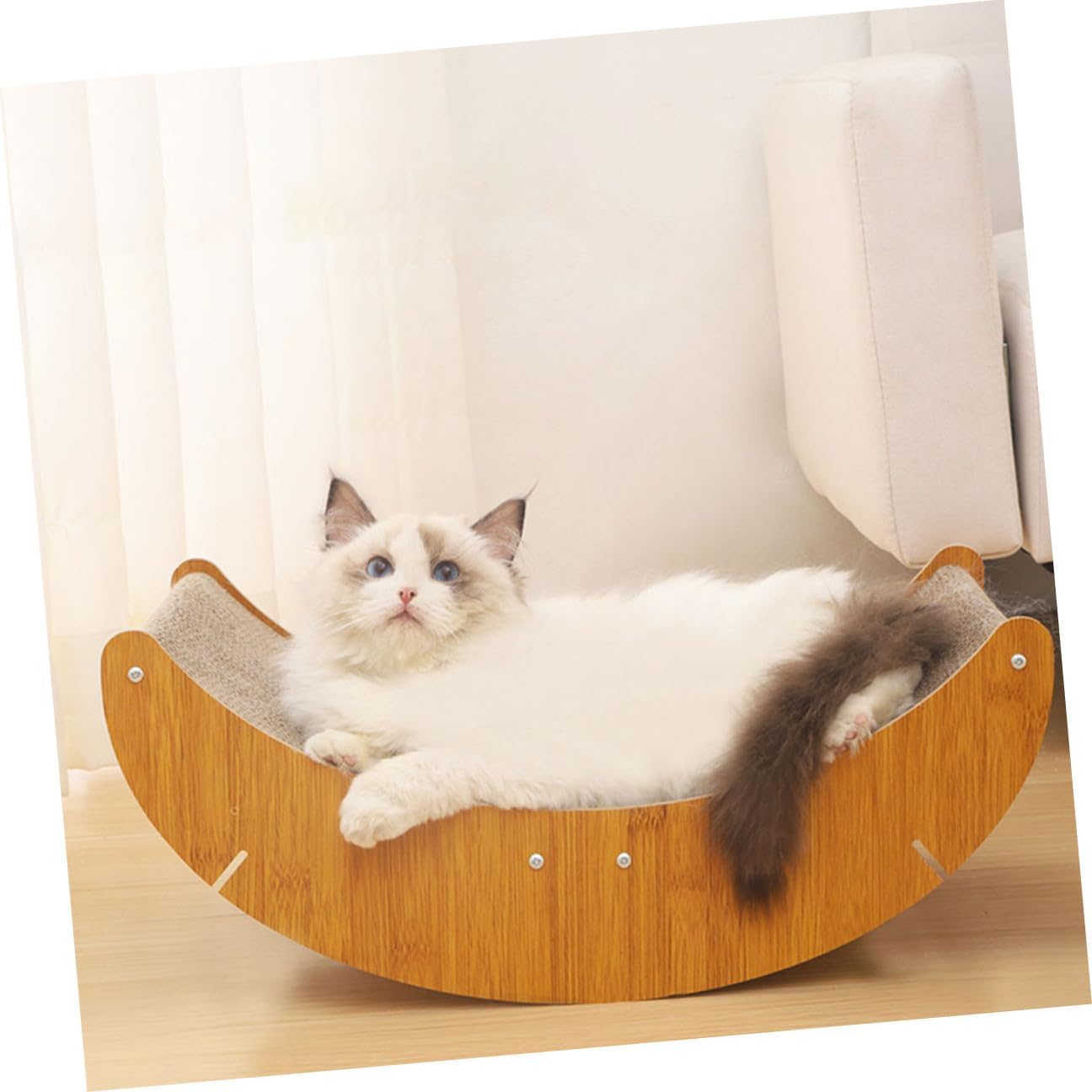 NUOBESTY Moon Shape Cat Scratching Board Reusable Wear-Resistant Corrugated Cardboard Indoor Cat Scratcher Pad Multi-Functional for Kittens