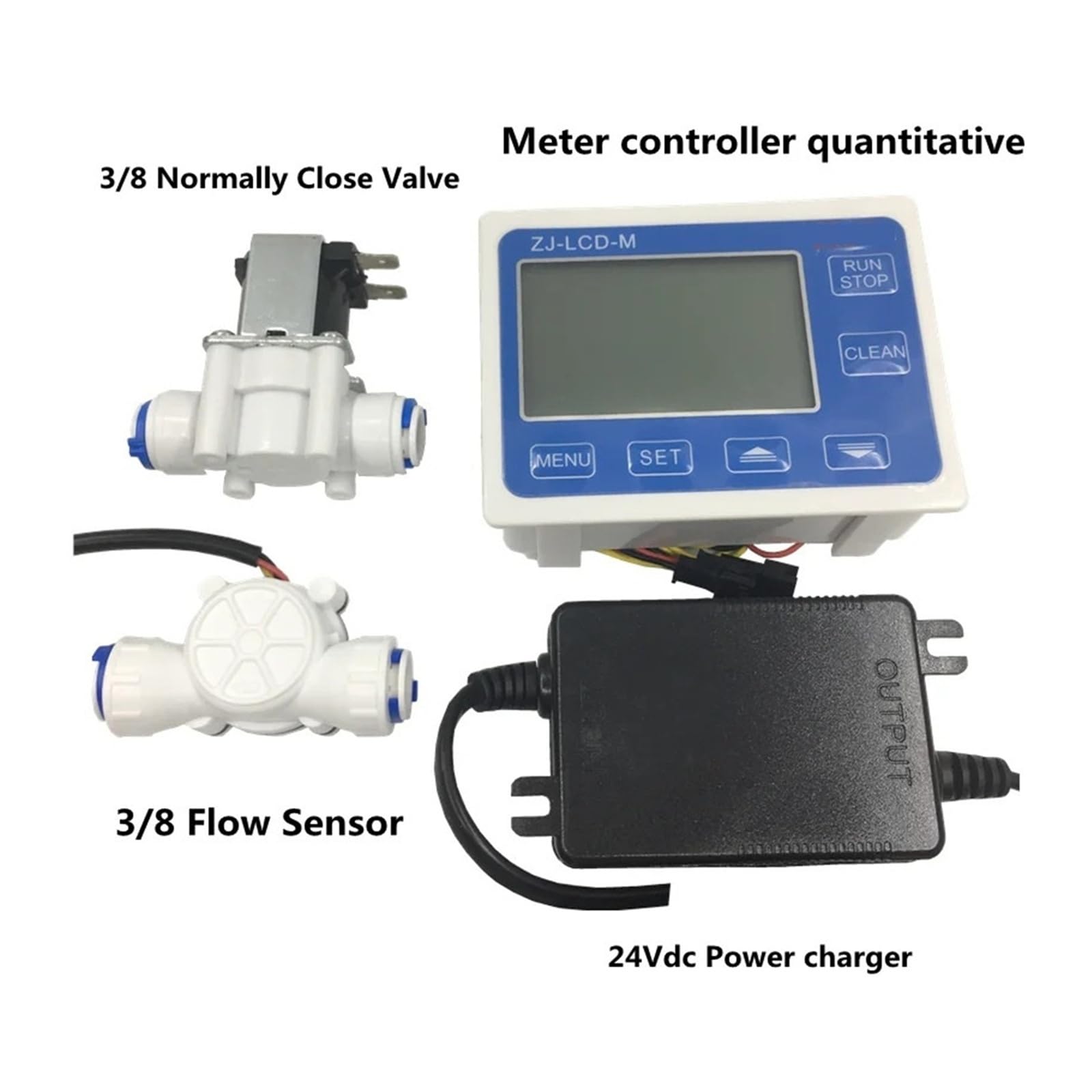 Water Measurement Liquid Controller 3/8 Flow Sensor+ZJ-LCD-M Meter Controller Display+Valve