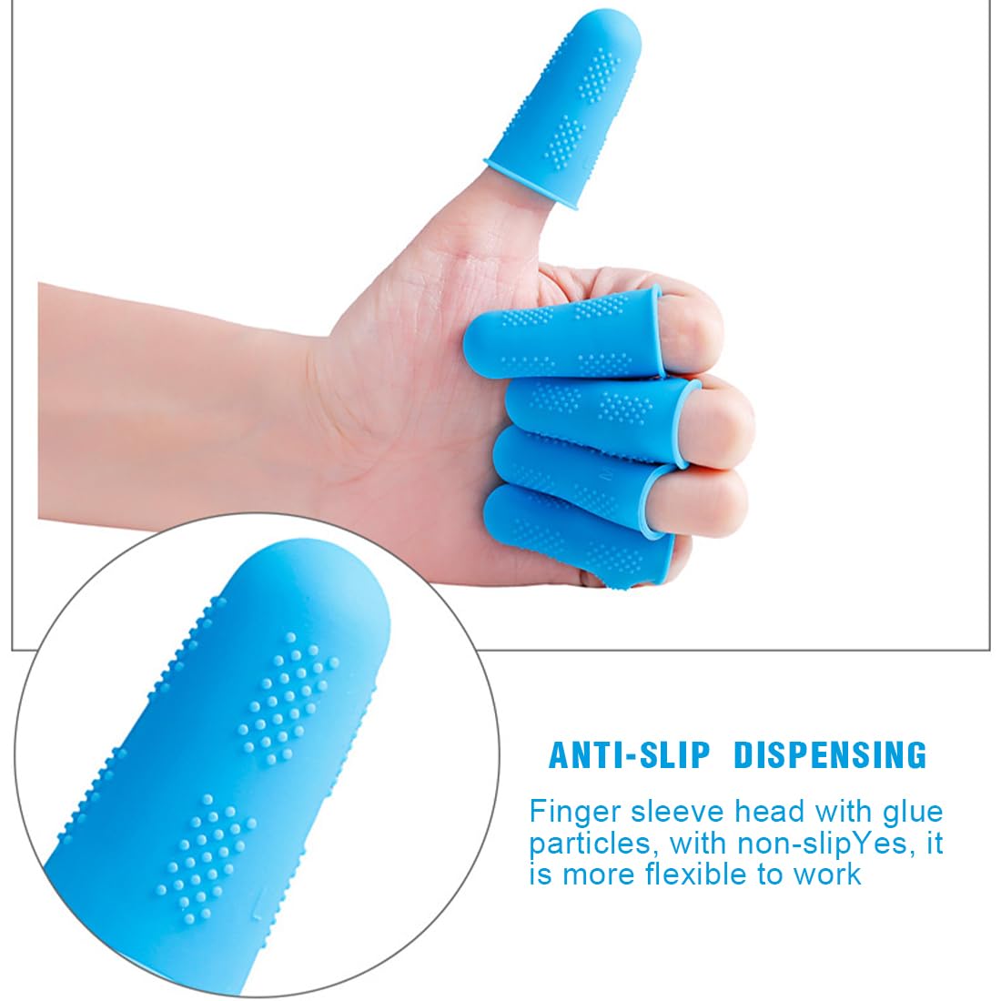 Vingerhoezen Siliconen,Antislip Anti-Verbranding Vingerdop,Hete Lijmpistool Vingerbeschermers voor Naaien,Wax,Tuinieren,Lijmen enz. met Deeltjes 10St(5 Kleuren,3 Maten
