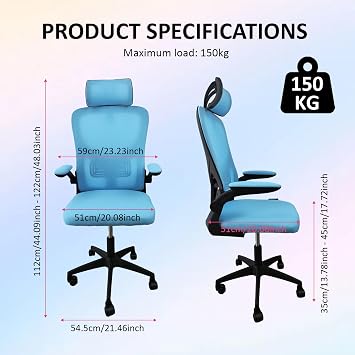 shine planet Office Chair Ergonomic Drafting Chair Tall Office Chair with Lumbar Support and Adjustable Footrest Headrest Height-Adjustable and Adjustable Reclining-983 (Blue)