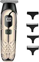 Máquina de Cortar Cabelo Profissional, Barbeador, Sem Fio, Recarregável USB, com Visor LCD, Lâmina de Titânio