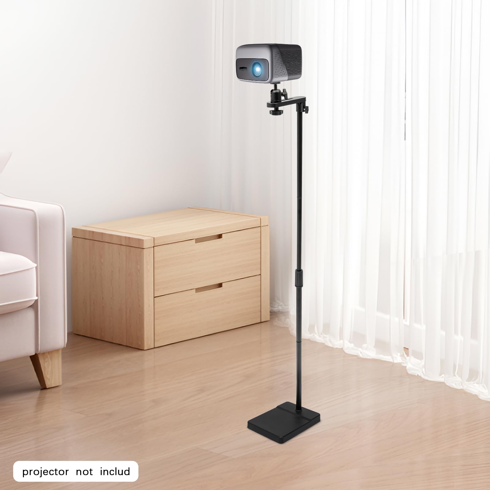 Support de vidéoprojecteur réglable en hauteur de 121 à 154 cm avec support pivotant à 360° pour projecteur, trépied épais en métal solide