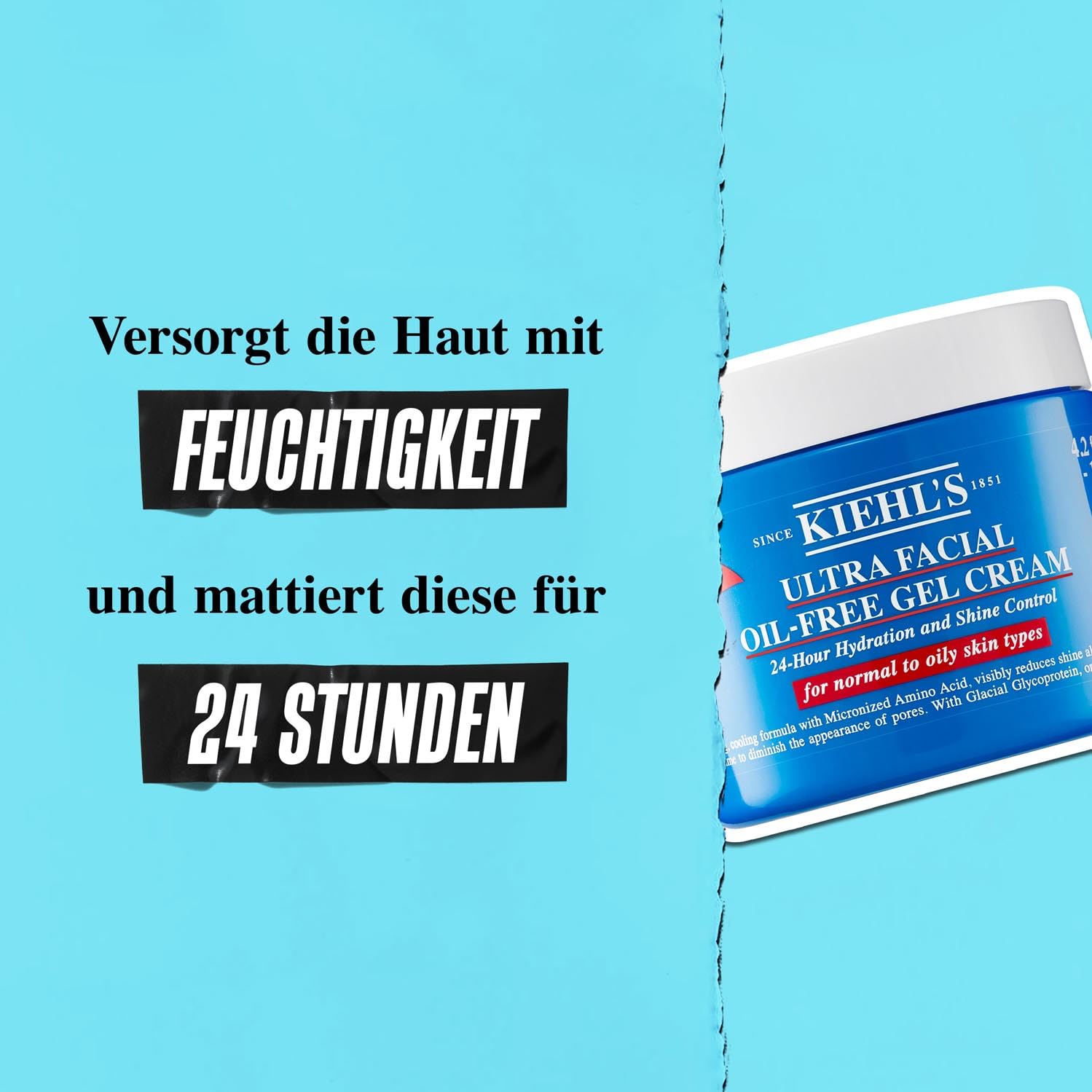 KIEHL'S Ultra Facial Oil-Free Gel Cream, erfrischende Gesichtscreme für fettige Haut, bis zu 24 h feuchtigkeitsspendende Gel-Creme, Glanz mildernd und kühlend