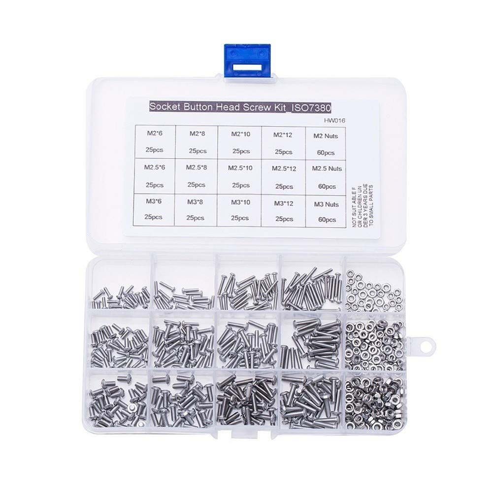Vis autotaraudeuses, 480 pièces/boîte M2-M3 vis à six pans creux bouton tête Kit de HW016 boulons robinet
