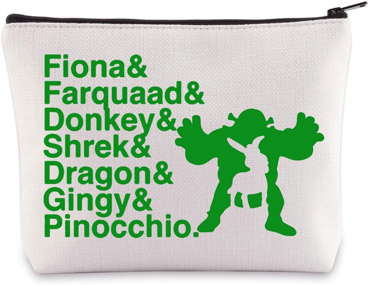 BWWKTOP Monster Movie Cosmetic Makeup Bag Monster And Donkey Fans Gifts Fiona& Farquaad& Donkey& Shrek Zipper Pouch Bag For Monster Fans(Fiona& Farquaad)