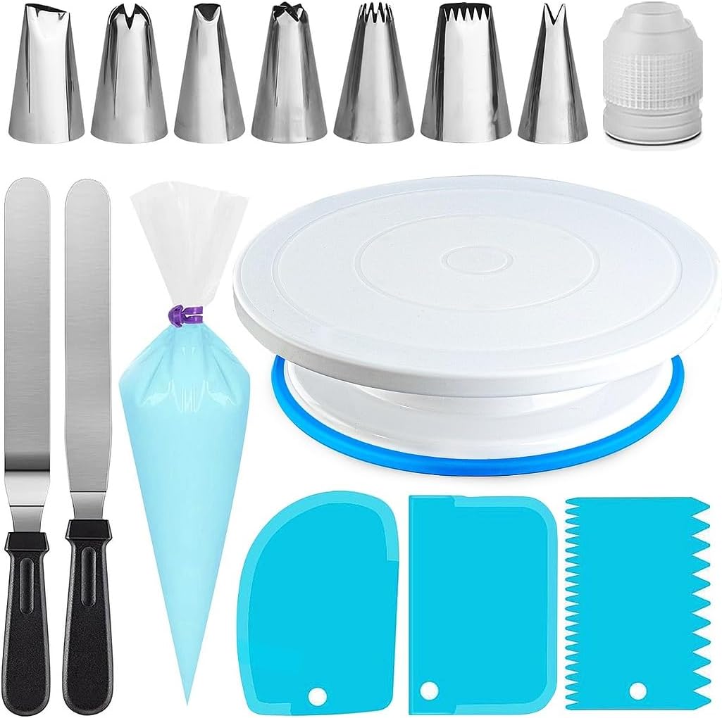 Cake Decorating Kit RFAQK 35 PCs Cake Turntable and Cake Leveler
