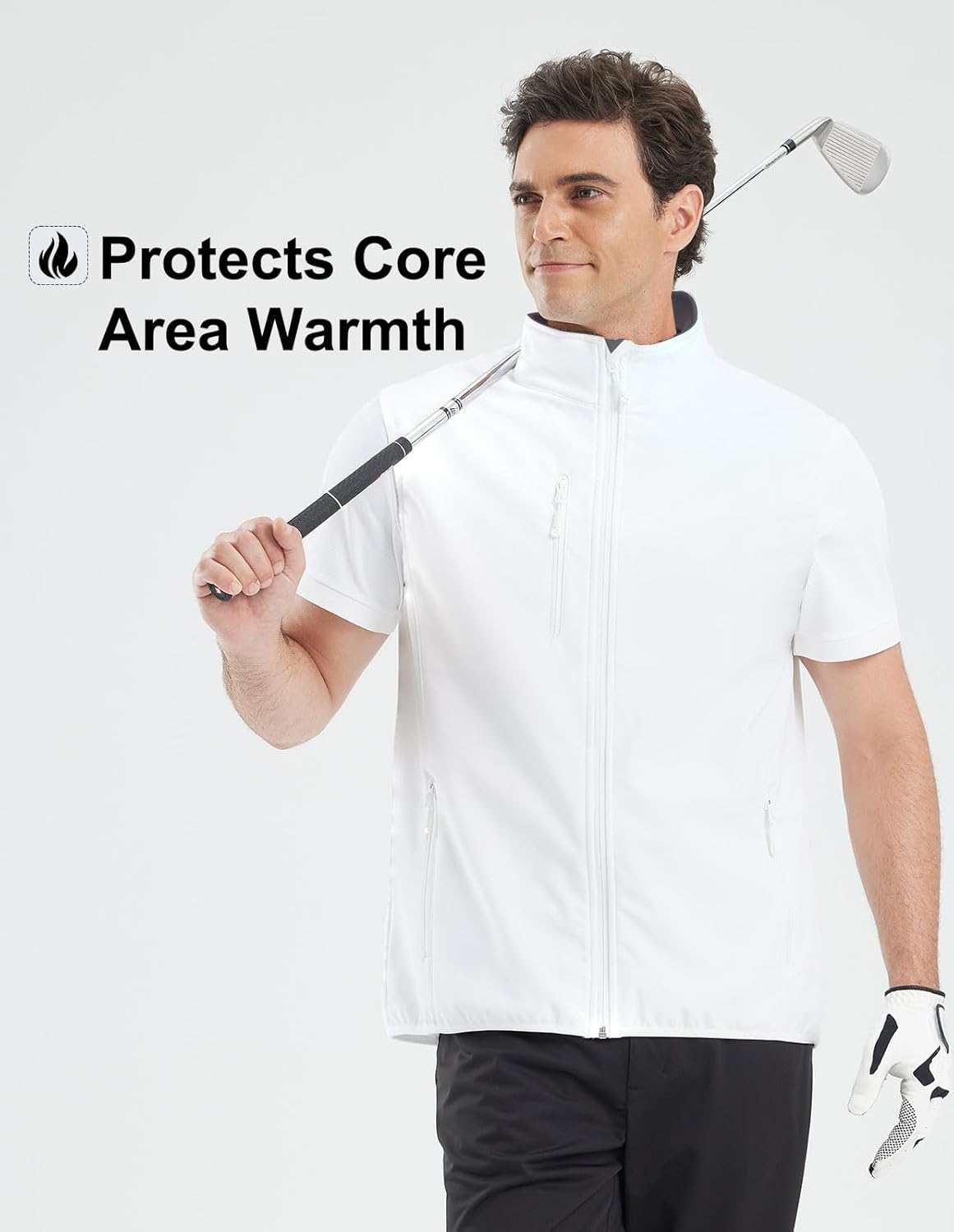 Men's Softshell Vest Fleece-Lined Windproof Sleeveless Jacket for Travel Hiking Fishing Running Golf - Image 2