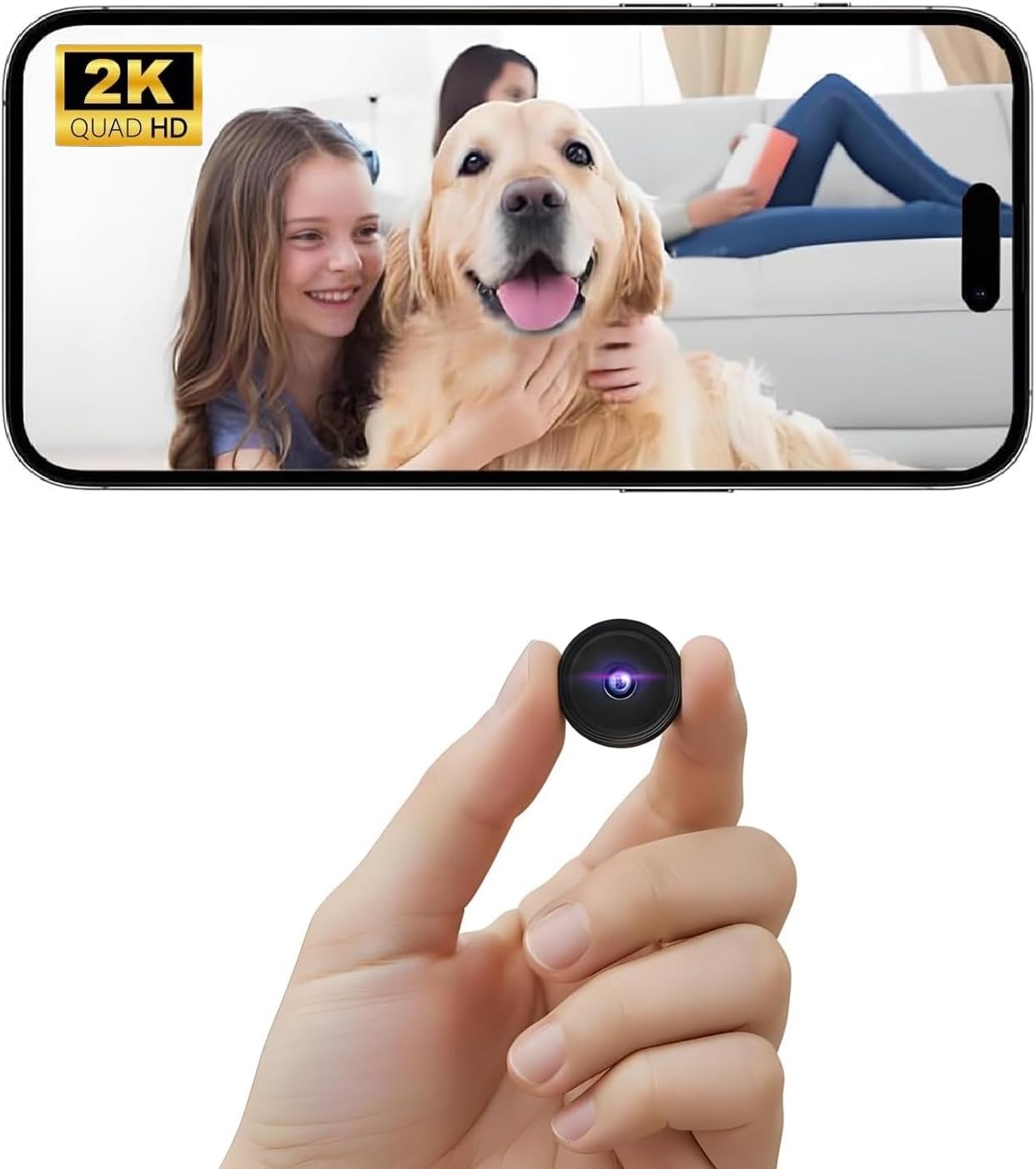 ELEFOCUS Hidden Camera,2K Mini Camera,Nanny Cam Hidden Camera,WiFi Spy Camera with Night Vision & Motion Detection,Camaras Espias Ocultas for Pet/Baby