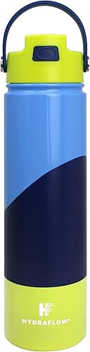Hydraflow Hybrid - Botella de agua aislada al vacío de triple pared de 25 onzas con popote abatible botella de agua aislada - Botella de agua con