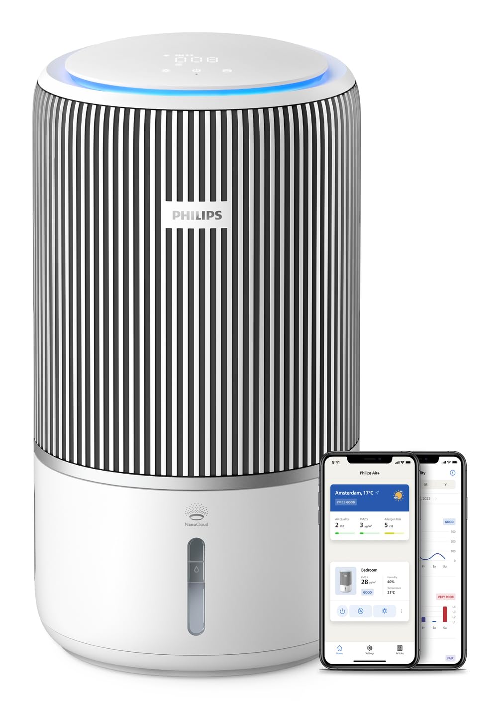 Philips Philips 3400 Series 2-in-1 Air Purifier and Humidifier, HEPA NanoProtect + Active Carbon Filter, Hygienic Humidification at 650m