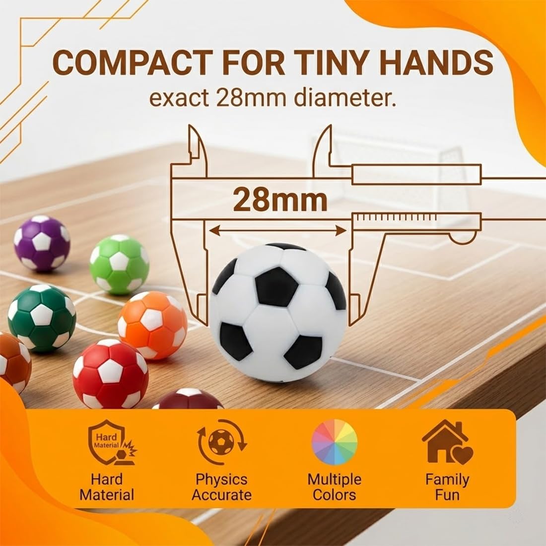 Palline Calcio Balilla 8 Set, Biliardino Da Tavolo 28Mm, Mini Piccole Palle Ricambio Per Accessorio Gioco Tavola Biliardino, Per Amici, Famiglia, Bambini E Adulti, Aumenta Il Divertimento