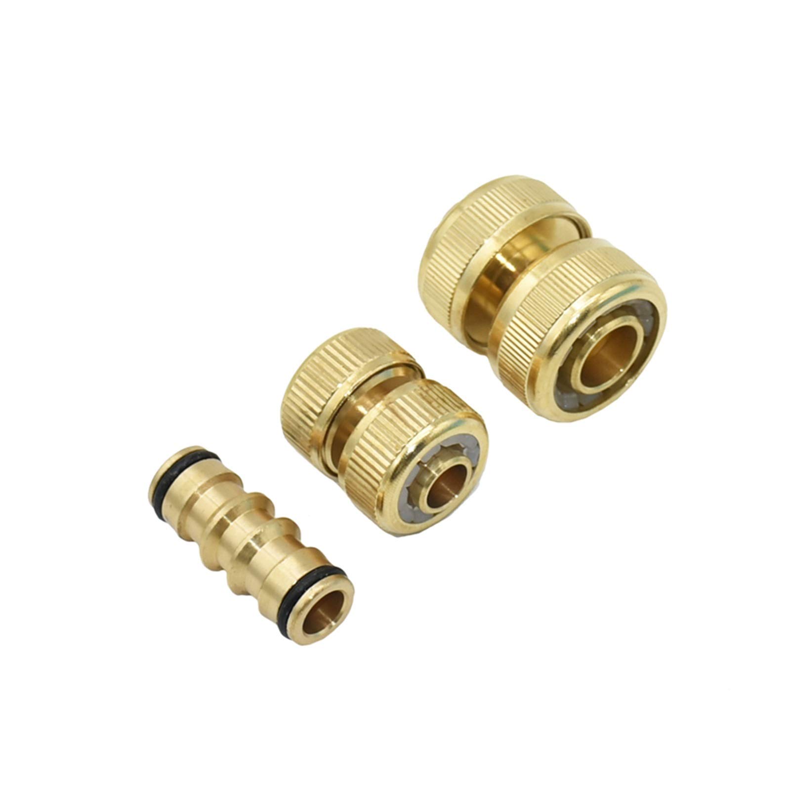 Conector de manguera de jardín Accesorios 6pcs 5/8 "1/2" 3/4 "Reparación de la manguera de latón de la manguera del conector rápido del conector de la extensión del conector de cobre con tuerca de blo