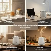 Fierbător electric retro MU LIN, 1,8 l, 1800 W, bază rotativă la 360 de grade, fierbere rapidă, oprire automată, infuzor de ceai 7