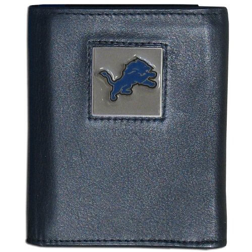 Siskiyou Sports NFL Detroit Lions Leather Tri-Fold Wallet,Black