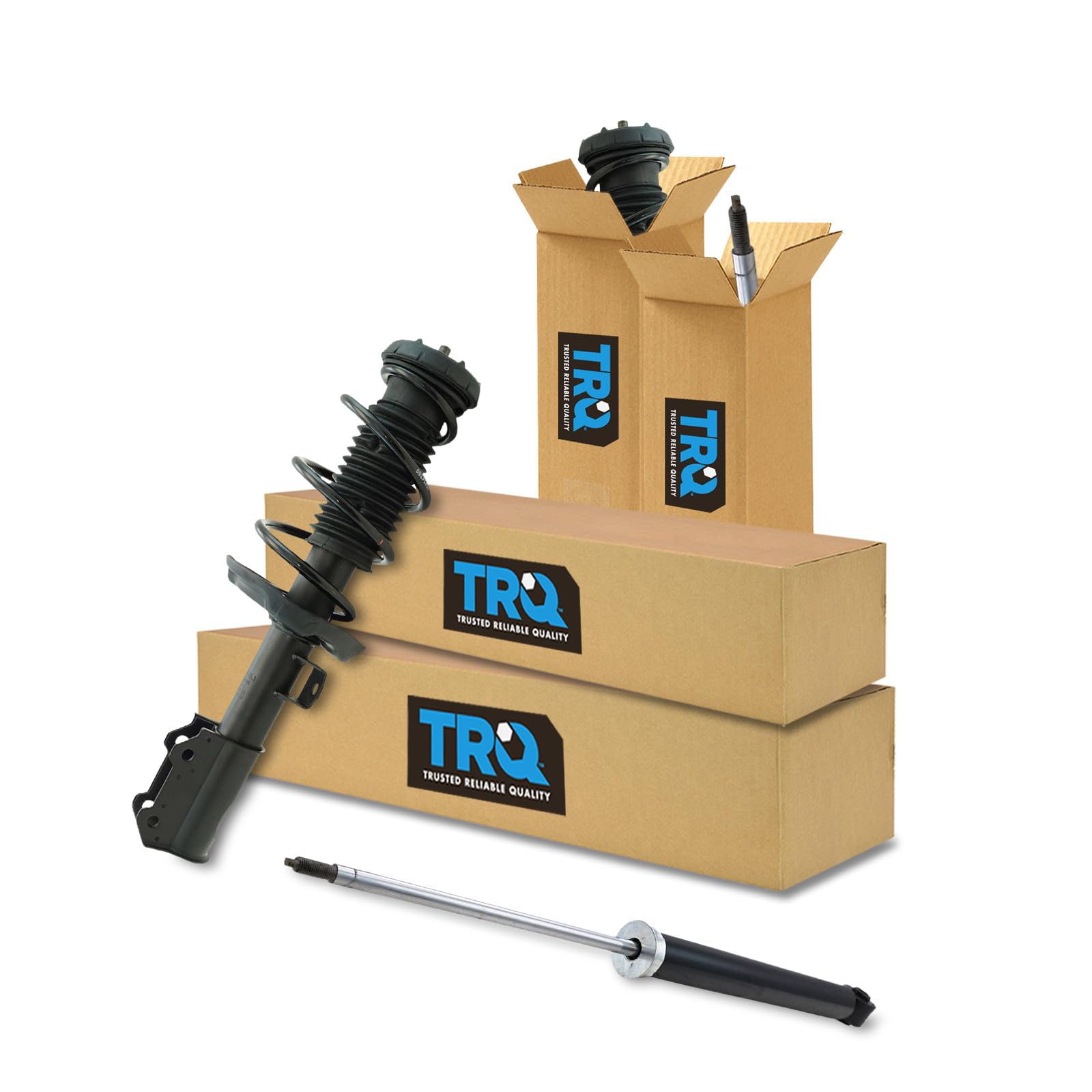 TRQ Front and Rear Complete Strut Assembly &amp; Shock Absorber Kit Complete Strut &amp; Coil Spring Assembly Compatible with 2012-2015 Chevrolet Cruze 2016 Cruze Limited