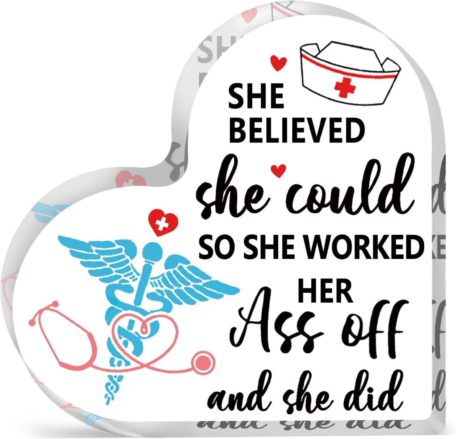 Nurse Graduation Gifts For Women Gifts For Nurses Doctor Appreciation Gift Birthday Graduation Nurses Week Practitioner New Nurse Gift Acrylic Heart-Shaped Plaque 4 x 4 inch