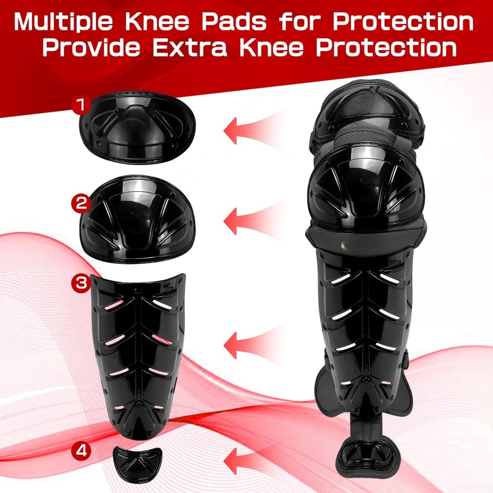 Softball/Baseball-Knie-Beinschutz, Vollflügel-Schienbeinschoner für Erwachsene und Jugendliche, Baseball-Softball-Sport, stoßfeste Schutzausrüstung, rutschfeste Passform