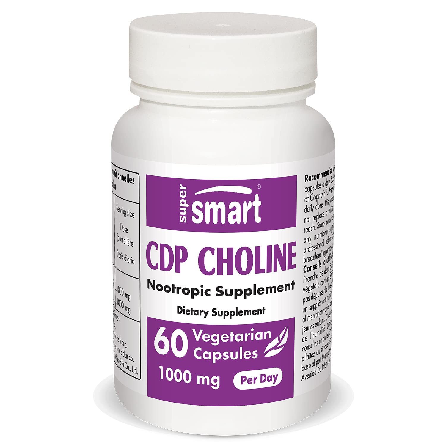 Supersmart - CDP Choline (Citicoline) 1000 mg Per Day - Nootropics Supplement - Healthy Norepinephri