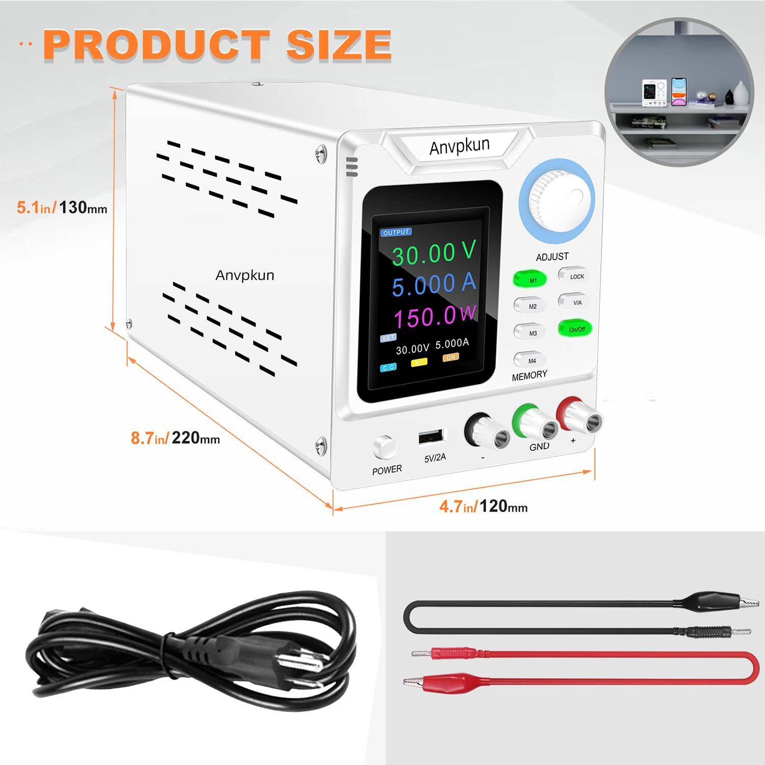 Fuente de alimentación de banco de CC ajustable de 0-30 V, 0-5 A, fuente de alimentación de laboratorio de CC variable de 0 a 30 V, 0 a 5 A, fuente de alimentación de banco de CC de salida variable