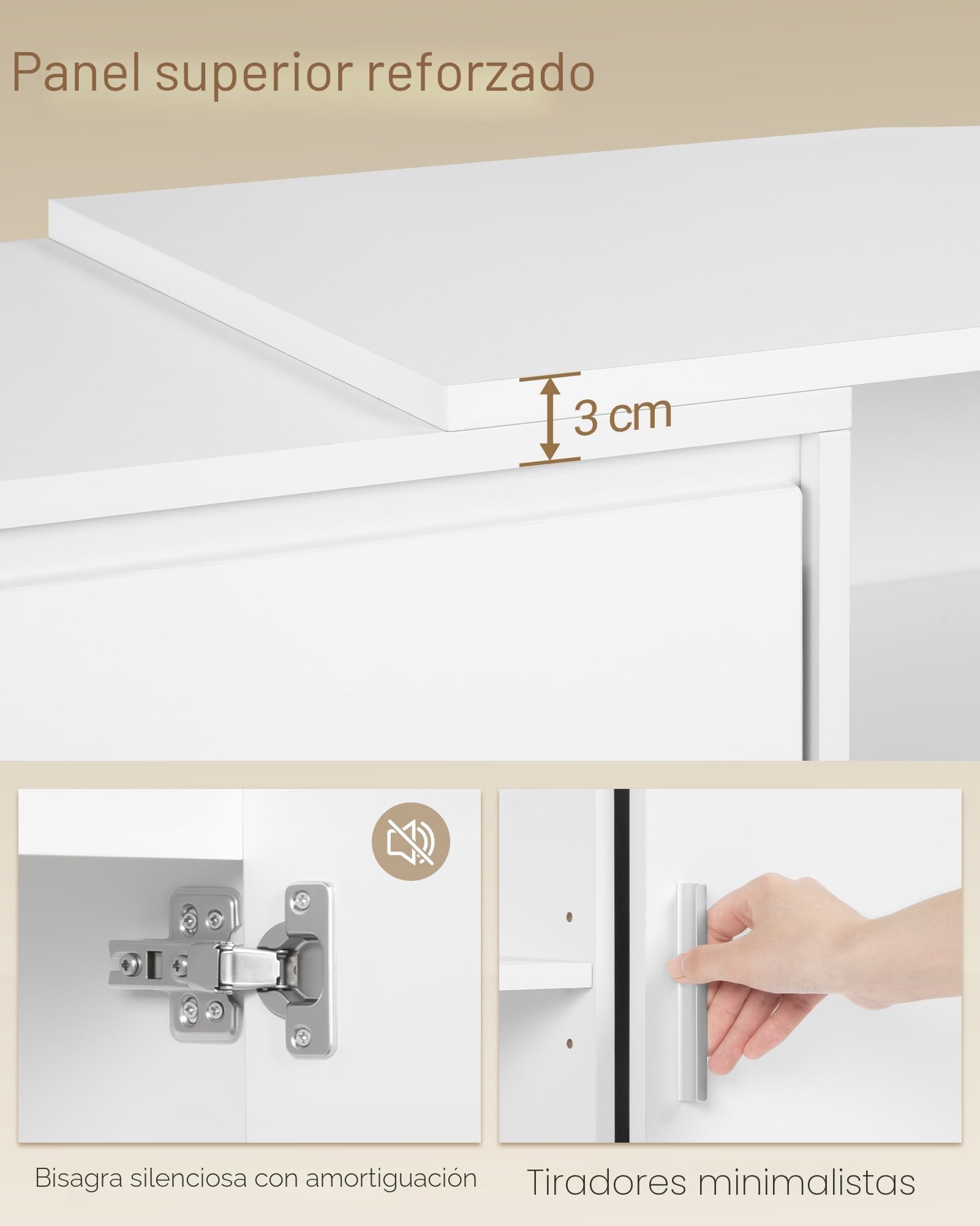 Hzuaneri Mueble de TV con 2 Puertas, Estantes Ajustables, Mesa de TV para televisores de hasta 65 Pulgadas, 40 x 140 x 51,5 cm, para Sala, Dormitorio, Comedor, Blanco TV16703E