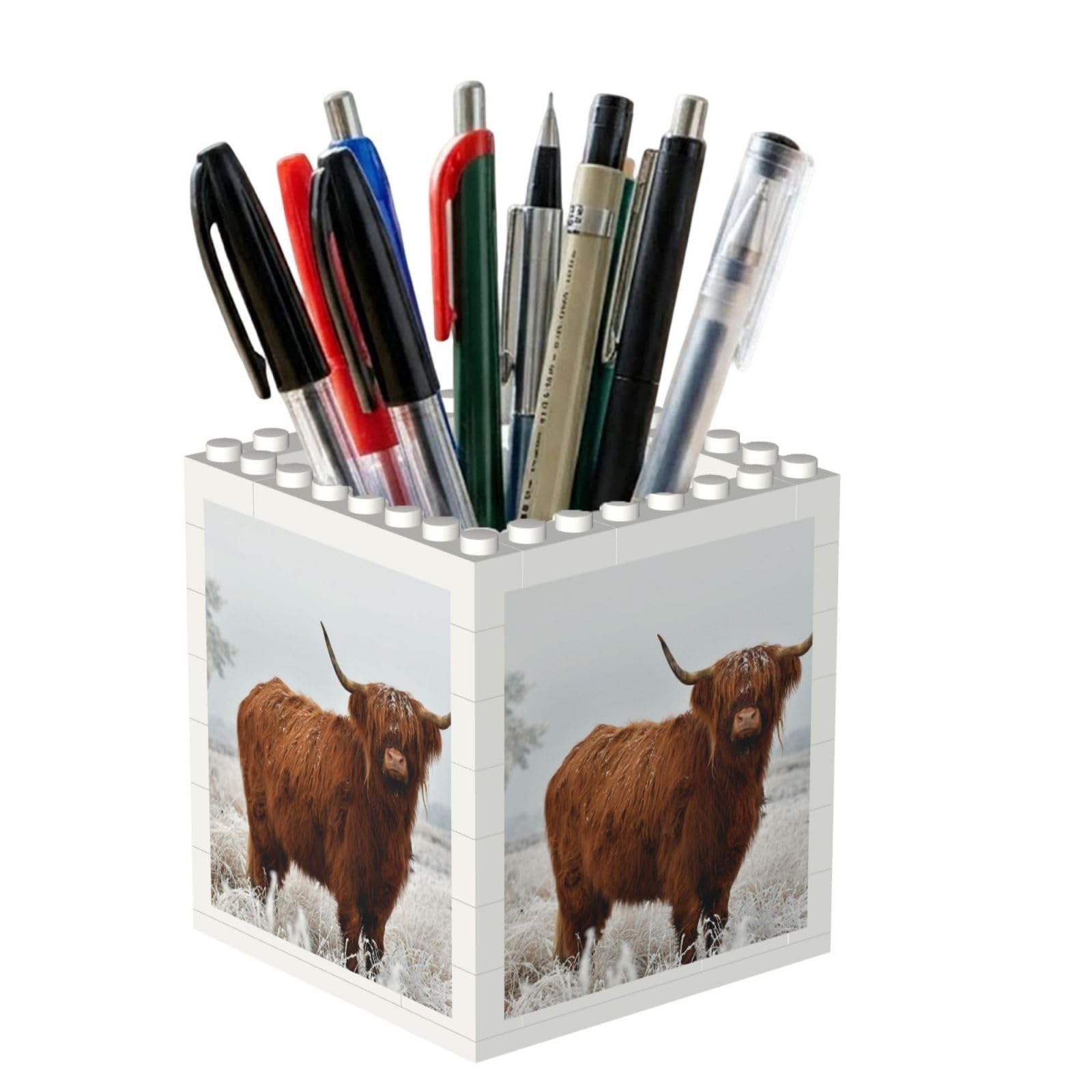 Poadnly Scottish Highlands Winter Landscape, Pen Pot Pencil Holder for Office Home School, Compact Desk Organiser for Office Stationery
