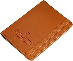 Capa para passaporte carteira de couro com bloqueio de RFID, acessórios de viagem para mulheres e homens, Marrom claro, Carteiras de porta-cartões