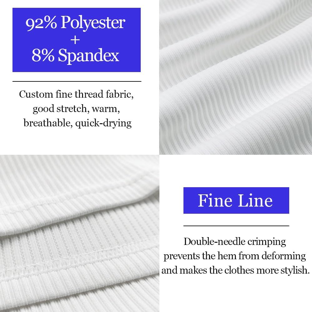 Lehmanlin Men's Muscle Polo Shirts Long&Short Sleeve Casual T- Shirts Slim Fit Stretch Ribbed Golf Tops - Image 5