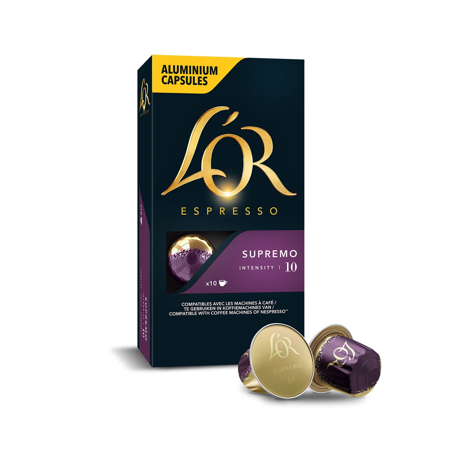 L'OR Supremo, Core Collection, Yoğunluk 10, Yoğun Kavrulmuş ve Meyvemsi Notalar Espresso Kapsülleri, 10 Adet