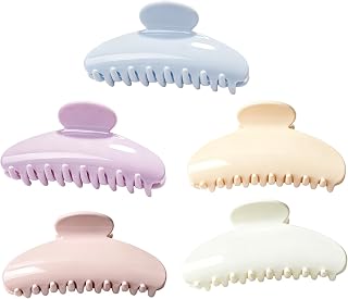 5 Pack Acrylic Claw Clips，Acrylic Hair Claw Clips，Macaron Color Claw Clips for Women, Cute Solid Color Hair Styling Accessories for Daily Use