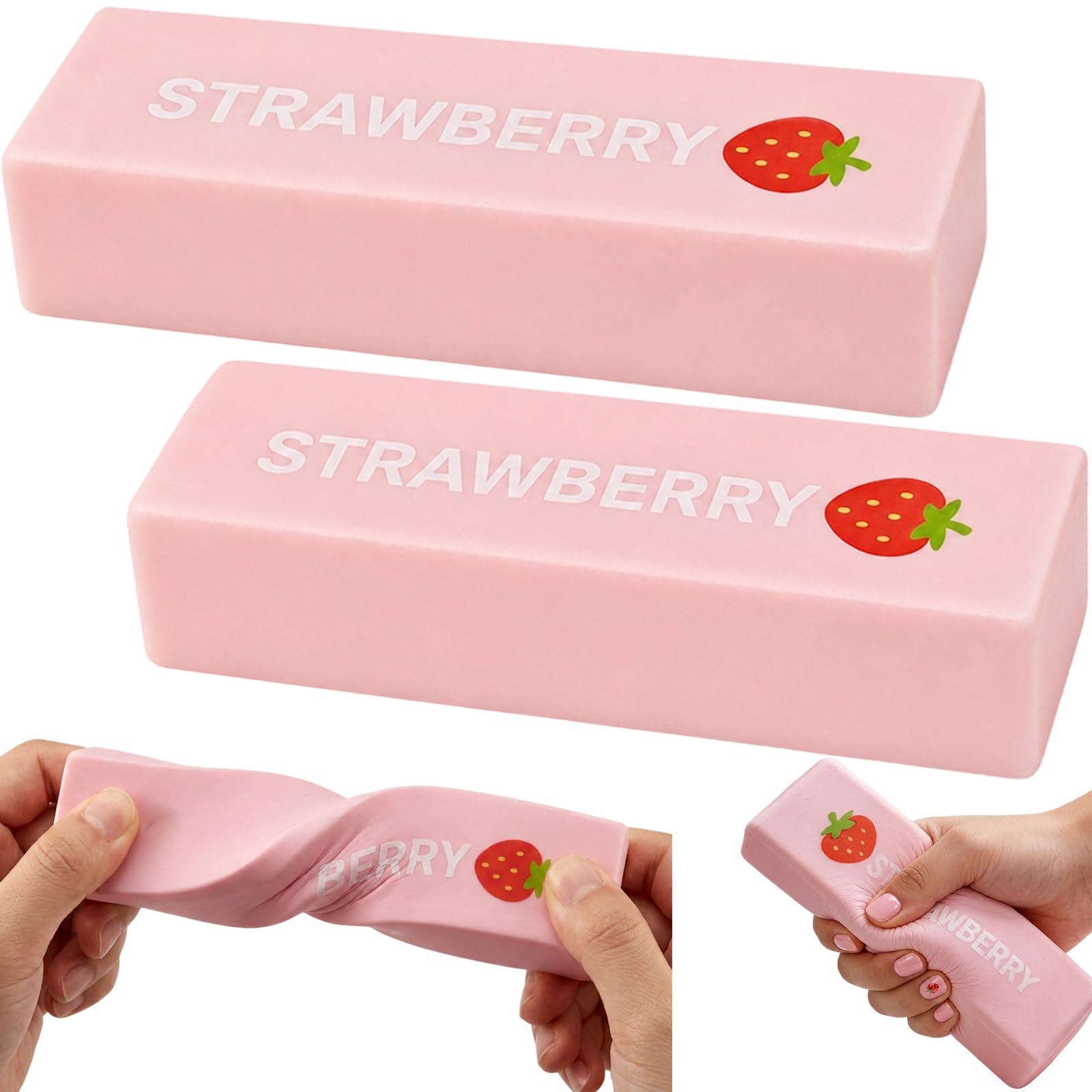 2 Pcs Butter Squishy, Pink Butter Squishy for Stress Relief, Butter Toy with Slow Rising Feature, Strawberry Design for Office and Study Use