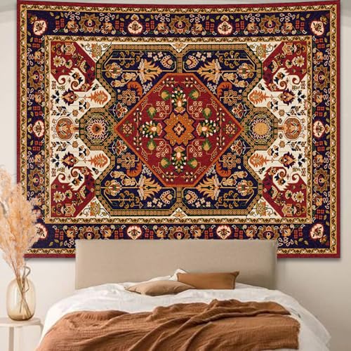 Apdidl Boho Hippie Wall Tapestry for Bedroom Aesthetic, Indian Bohemian Tapestries Art Decor, Vintage Orange Mandala Floral Blanket Cool Vertical Wall Hanging for Living Room Dorm 36' X 48'