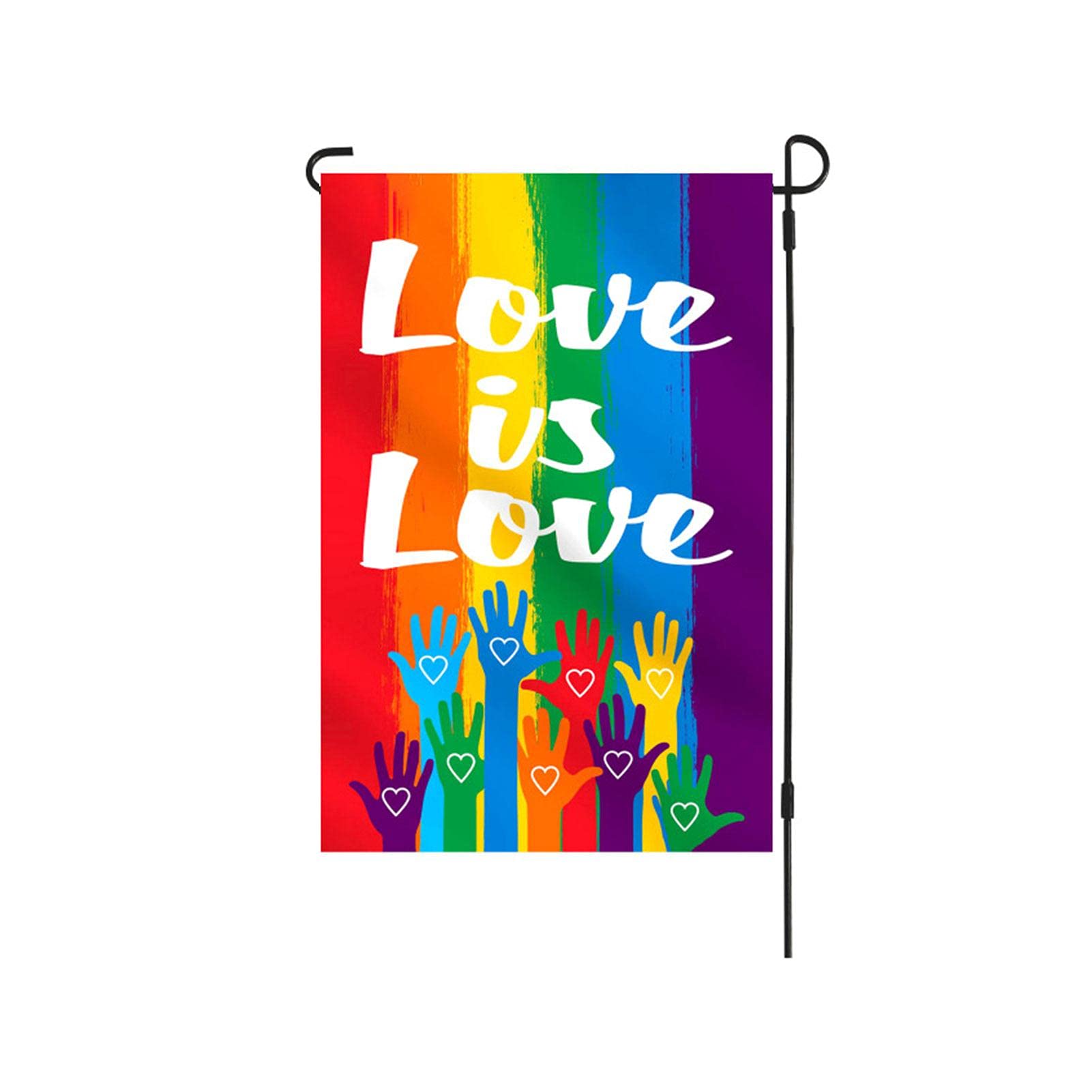 Pride Rainbow Progress - Bandiera da giardino verticale su entrambi i lati, 30,5 x 45,7 cm, inclusiva, LGBTQ, per lesbiche, gay, transgender, piccole bandiere per fattoria, decorazione esterna per