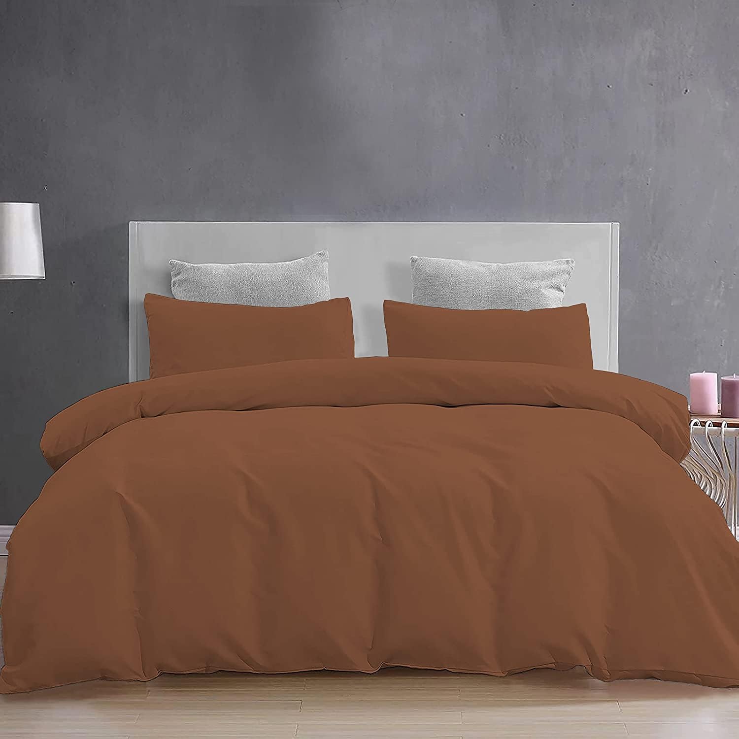 ATK-8 BEDDING - 3 Pieces King Size Duvet Cover Set Brushed Microfiber with Zipper Closure Comforter Cover (92X106 Inches) and 2 Pillow Cover (18X28 Inches) - King Bed Size/Chocolate Brown