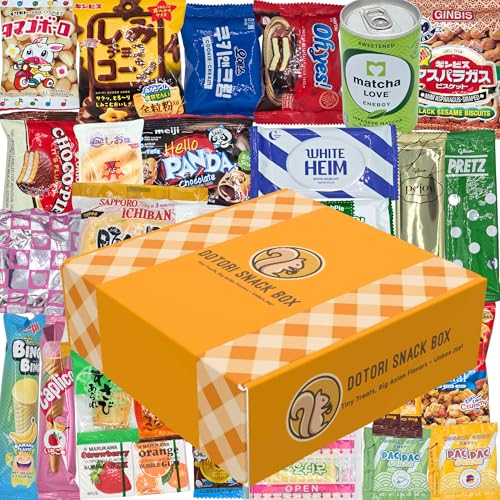 DOTORI SNACK BOX (40 Count) Asian & Exotic Snack Box - Asian Candy Variety Pack with Japanese & Korean Snacks - Candy From Around The World - Food Care Package for College & Office