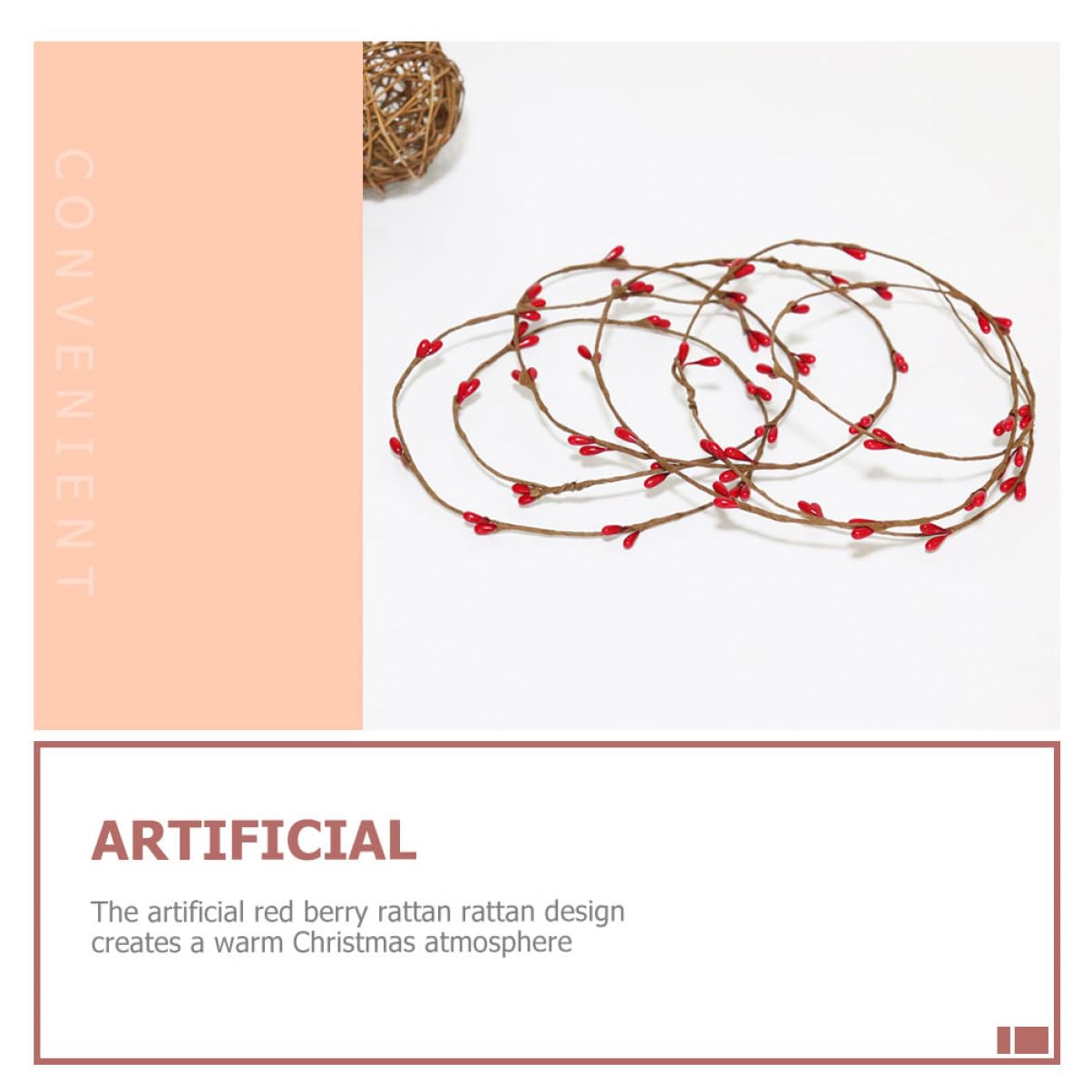 3 Series Guirnalda De Baya Roja Artificial para Decoración Navideña DIY Rattan Simulado De Baya Roja Adornos De Navidad para Interiores Y Exteriores Metros De 4 Piezas X 3