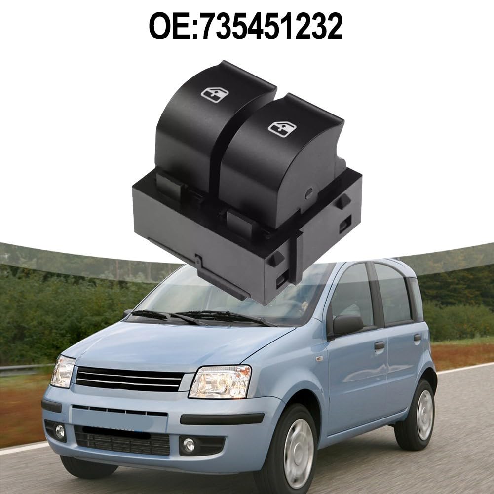Interruttore alzacristalli elettrico 735451232 per Fiat Grande Punto Panda Doblo 2005-2008 ABS Nero Ricambio Interruttore di Controllo Interno