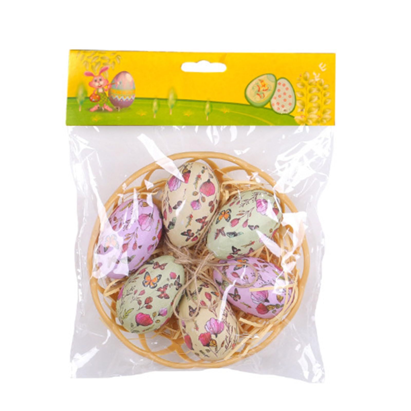 Tsophreniq Colorful Easter Eggs Painting Foam Eggs Pendant for Happy Easter Party Home Hanging Decoration Wreath Gift Foam
