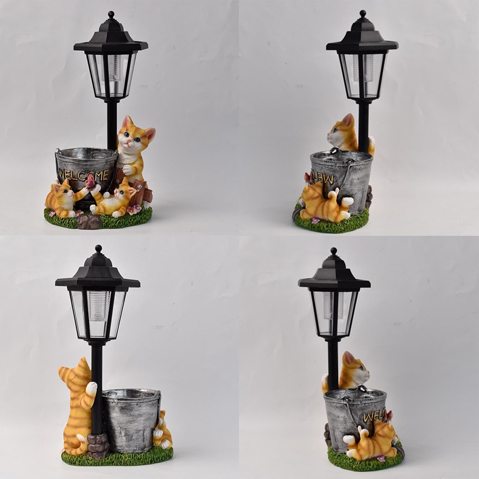 Słoneczne Figurki Ogrodowe Świetlna statuetka kota dekoracja doniczki | Dekoracja Ogrodowa Rzeźba Zwierzęcia Na Patio, Ganek, Podwórko, Trawnik, Dziedziniec, Ścieżki, Alejki Oraz Do Krajobrazu