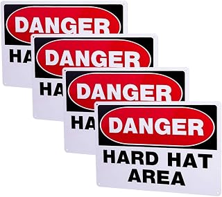 Danger Hard Hat Area Sign,Danger Do Not Enter Sign,14x10 inch Rust Free Aluminum, UV Printed, Easy to Mount Weather Resistant Long Lasting Ink (4-Pack)
