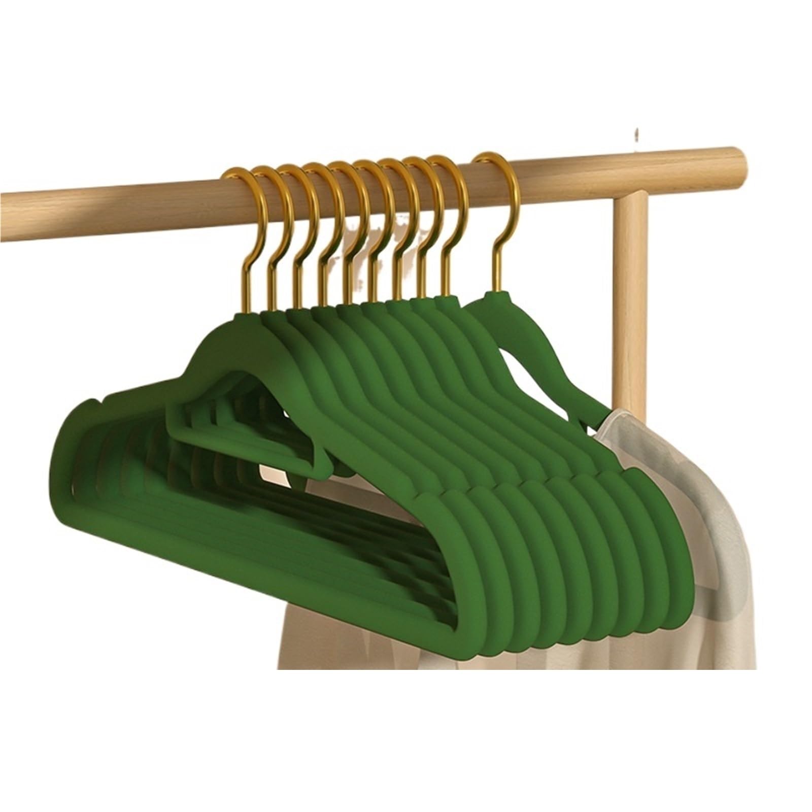 Duexioly Green Velvet Hangers 5-20Pcs Velvet Hangers Non-Slip Trouser Skirt Abs Flocking Hanger Rotin Dressing Storage Save Space For Storage(,20Pcs)