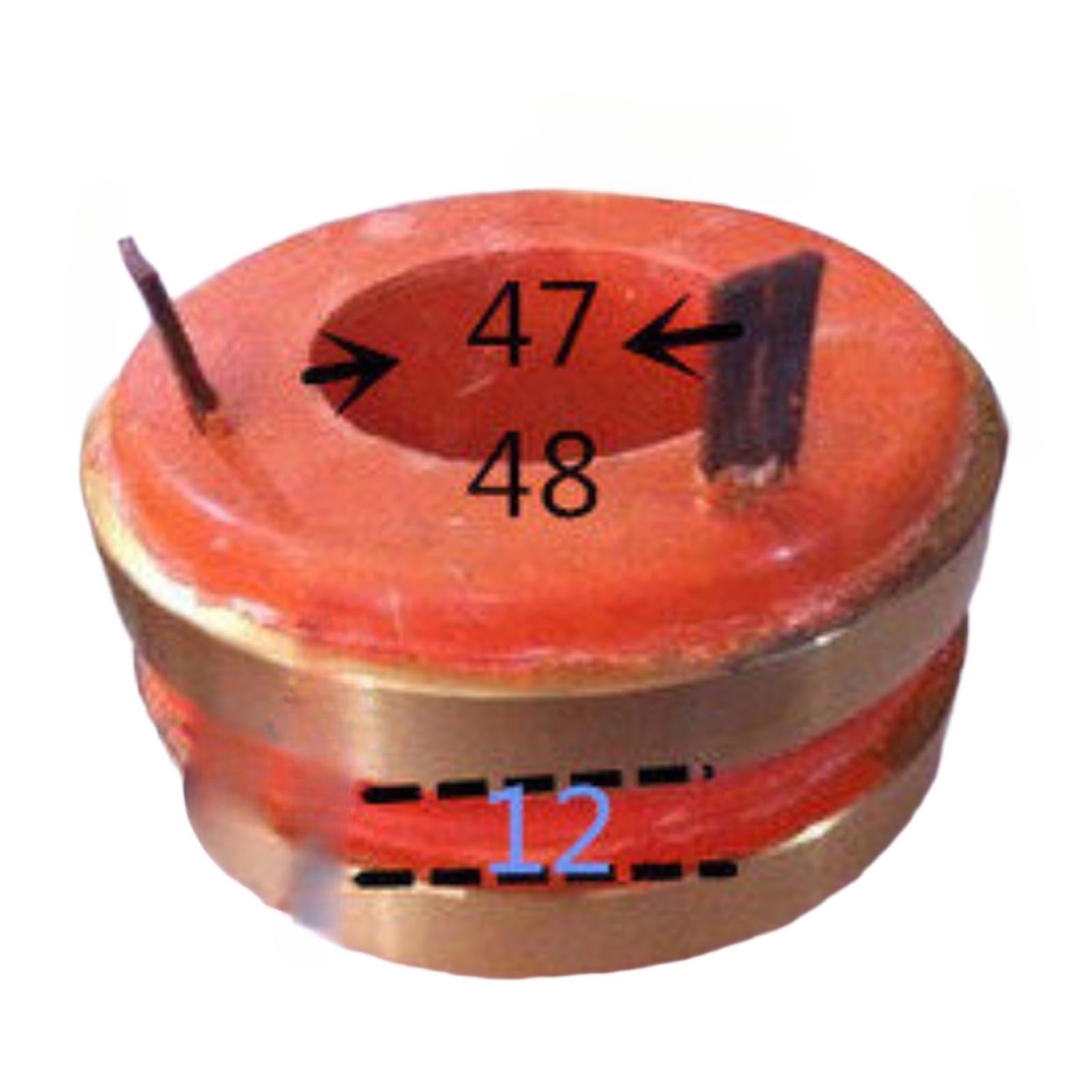 Anillo colector conductor, 2 circuitos | Diámetro interior: 46–48; Diámetro exterior: 100; portacarbones; escobilla de carbón(One set of racks with ID 48)
